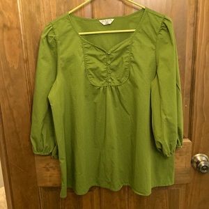 Old Navy Large 3/4 Sleeve Blouse Green Bib Top